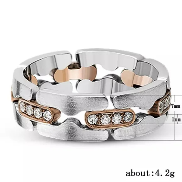 New Unisex Two Tone Diamond Ring - Picture 5 of 5